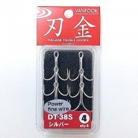 VANFOOK Strong Fine Treble Hook DT-38S [Silver] #4 (6pcs)
