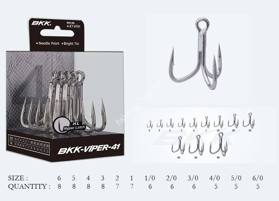 BKK Viper-41 #3/0 Bright Tin (6pcs) Hooks, Sinkers, Other buy at