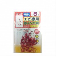 HARIMITSU Shrimp-only Red Earthworm Hook BE-299 [Red] #5 (50pcs)