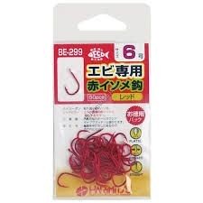 HARIMITSU Shrimp-only Red Earthworm Hook BE-299 [Red] #6 (50pcs)