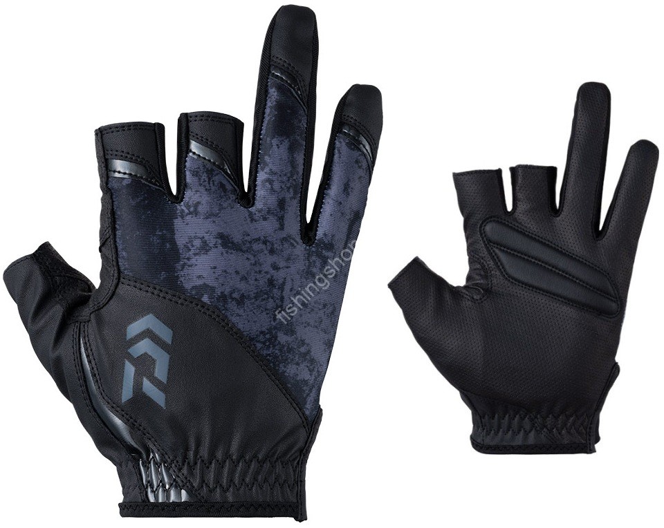 DAIWA DG-2023 Ice Dry Gloves with Pads (3fingers cut) Bottom Black
