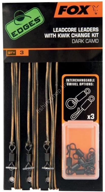 FOX Edges Leadcore Leaders With Kwik Change Kit [Dark Camo] (45lb)