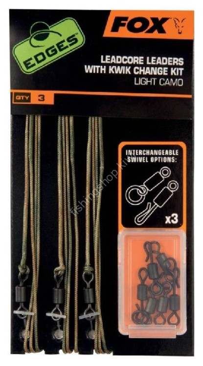 FOX Edges Leadcore Leaders With Kwik Change Kit [Light Camo] (45lb)