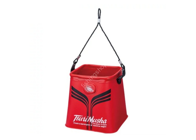 TSURI MUSHA Water Bucket with Slide Stopper L #Red TSURI MUSHA Water Bucket with Slide Stopper L #Red
