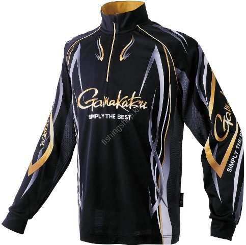 GAMAKATSU GM3734 2Way Print Zip Shirt Long Sleeve (Black) 7L