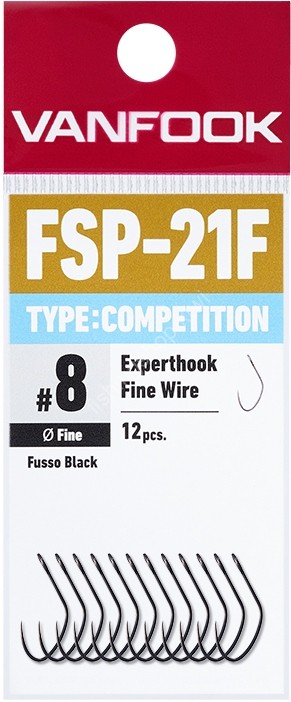 VANFOOK FSP-21F Expert Hook Fine Competition Fusso Black #8 (30pcs)