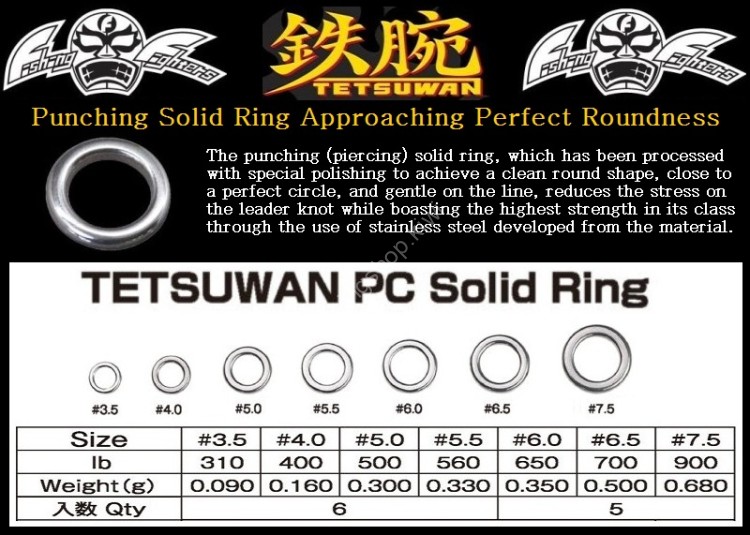 NATURE BOYS FishingFighters Tetsuwan PC Solid Ring #5.5 (6pcs)