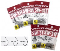 VANFOOK SW-31F Spoon Experthook Wide Gape Medium Wire Value Pack #7 Fusso Black