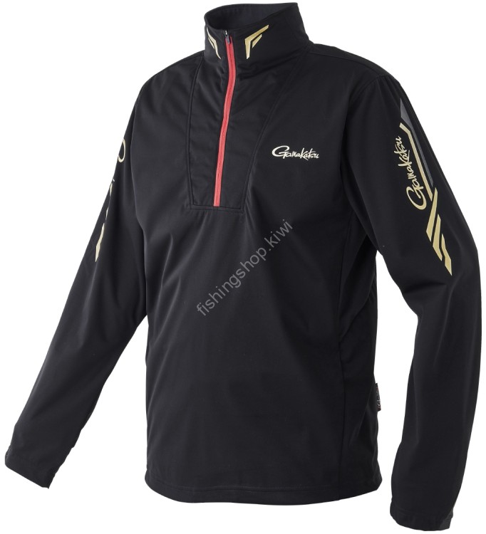 GAMAKATSU GM3713 Pullover Zip Shirt (Black x Gold) 5L