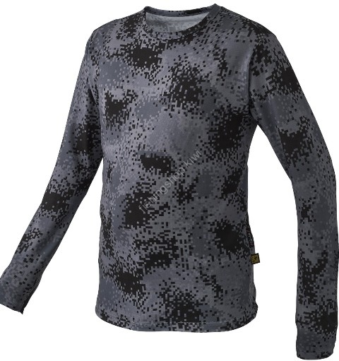 GAMAKATSU GM3704 No Fly Zone Long Sleeve Cool T-Shirt (Black Camouflage) M