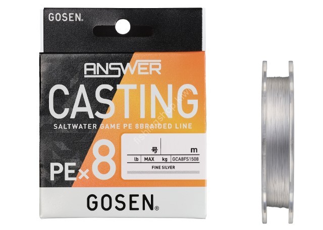 GOSEN Answer Casting PE x8 [Fine Silver] 150m #0.8 (16lb)