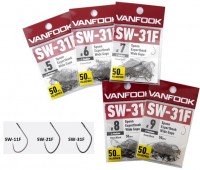 VANFOOK Spoon Expert Hook Wide Medium Wire SW-31F [Fluorine Black] #5 (50pcs)