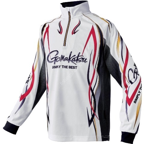GAMAKATSU GM3734 2Way Print Zip Shirt Long Sleeve (White) 3L