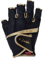 GAMAKATSU GM7296 Ergo Grip Gloves 5 Pieces Half Short (Black x Gold) LL