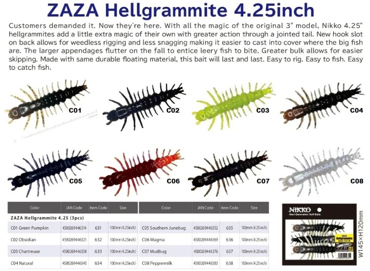 NIKKO 632 ZaZa Hellgrammite 4.25inch #C02 Obsidian