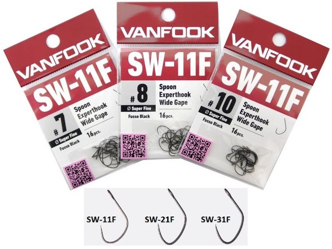 VANFOOK Spoon Expert Hook Wide Gape Super Fine Wire SW-11F #10 (16pcs)