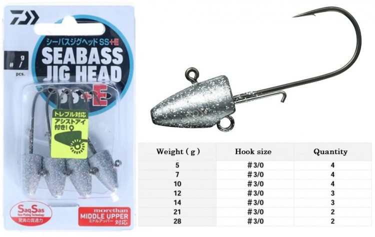 DAIWA Seabass Jig Head SS+E [Silver] 10g #3/0 (4pcs)