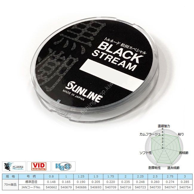 SUNLINE Tornado Matsuda Special Black Stream [Blackie] 70m #1.75 (7lb)