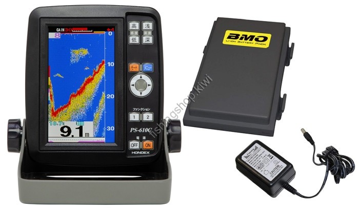 HONDEX PS-610C-BM 5inch Wide Color Portable Fish Finder Battery Set
